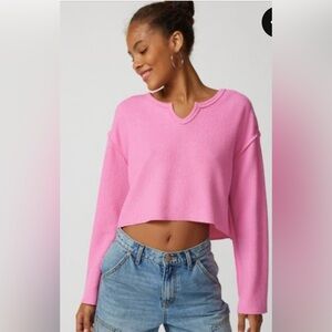 Urban‎ Outfitters UO Parker Notch Neck Long Sleeve Top- Size Small